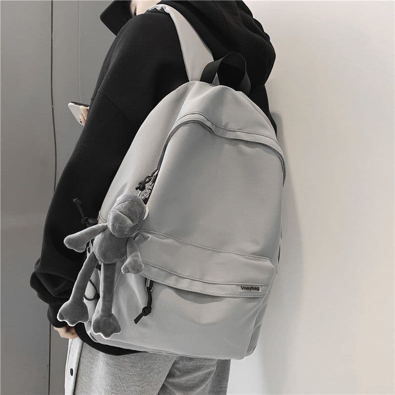 School bag for men, junior high school students, high school students and college students. Large capacity ins cool boys nylon simple gray backpack