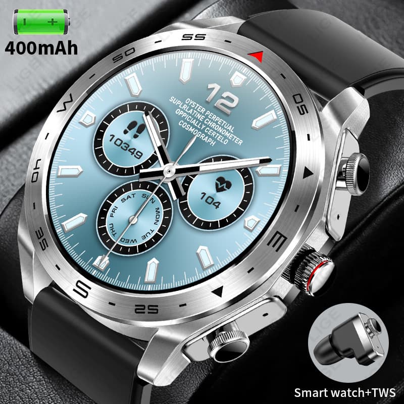 T95 Smartwatch 2-in-1 TWS Bluetooth Earbuds Dial Call Heart Rate Blood Pressure Monitoring Multi-Sport Watch