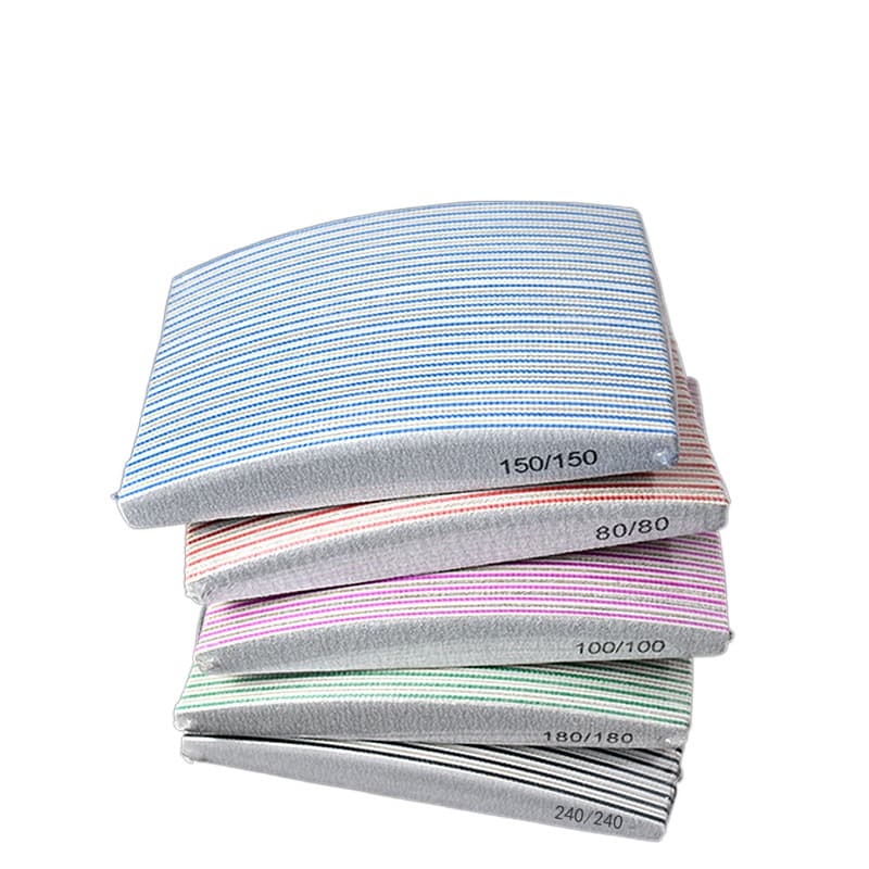 Factory Direct Supply High-End Half-Moon Nail File Colored Core Toothed Gray-White Buffer Strip Gray Sanding Bar Dual-Sided Nail File