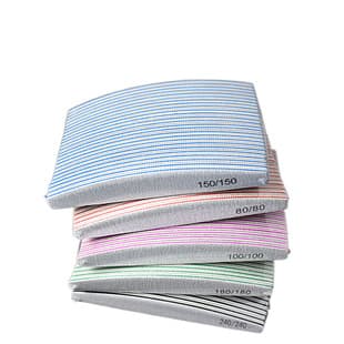Factory Direct Supply High-End Half-Moon Nail File Colored Core Toothed Gray-White Buffer Strip Gray Sanding Bar Dual-Sided Nail File