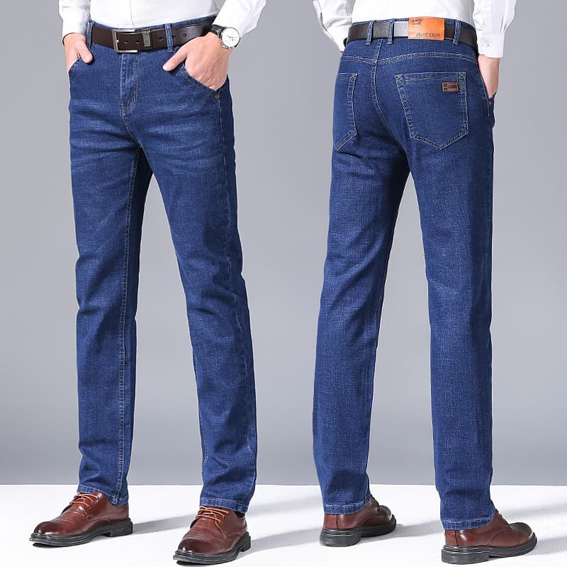 Spring and Autumn New Men's Jeans Business Casual Large Size Straight Stretch Slim Fit Export Jeans Wholesale