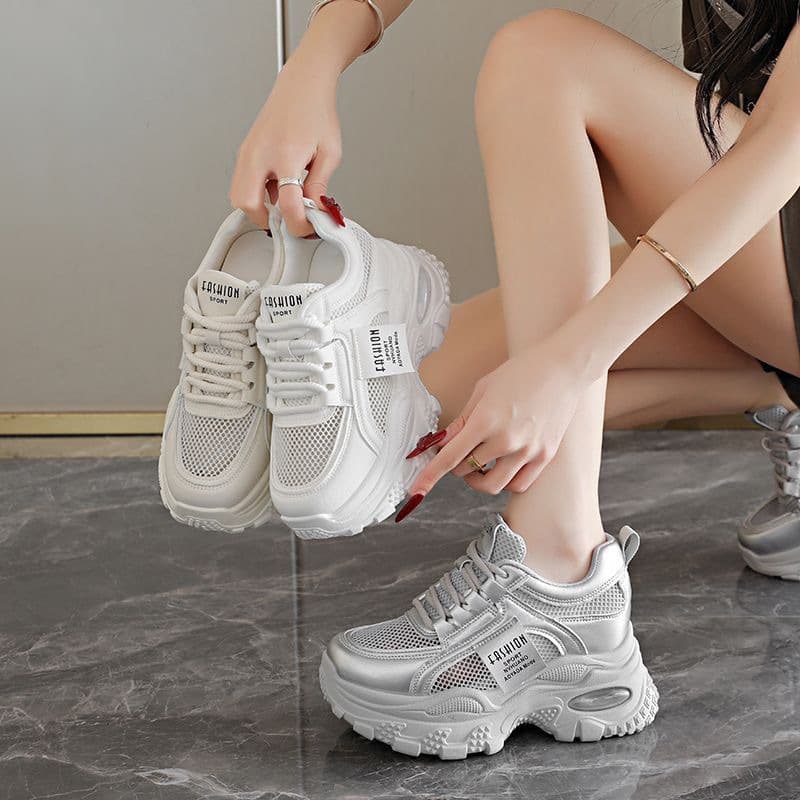 Women's Dad Shoes Summer 2026 New Style Thick-Soled Height-Increasing Breathable Mesh Casual Shoes
