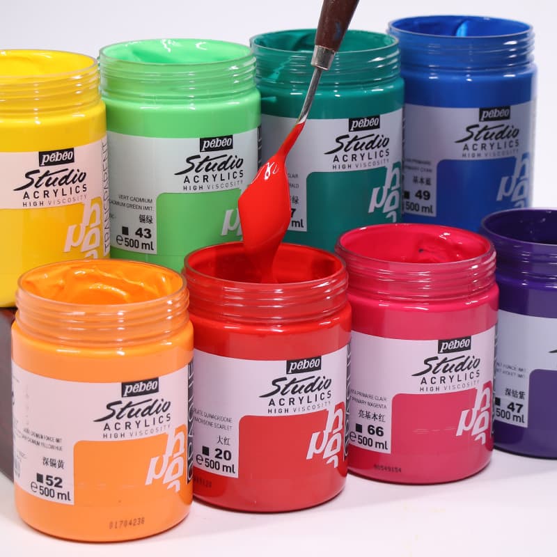 500ml Bebeo Acrylic Paint Large Bottle Semi-Matte High Concentration Acrylic Professional DIY Hand-Painted Textile Paint