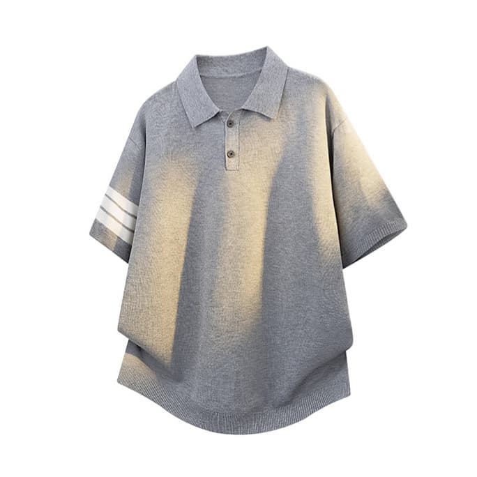 NASA New Contrast Stripe Short Sleeve T-Shirt Men's Summer Ice Breathable Polo Shirt Old Money Style Half Sleeve