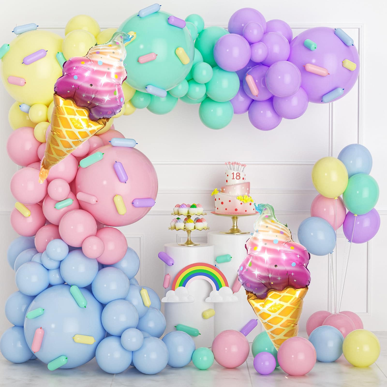 Cross-border Ice Cream Balloon Arch Kit Macaron Easter Baby Shower Party Supplies Latex
