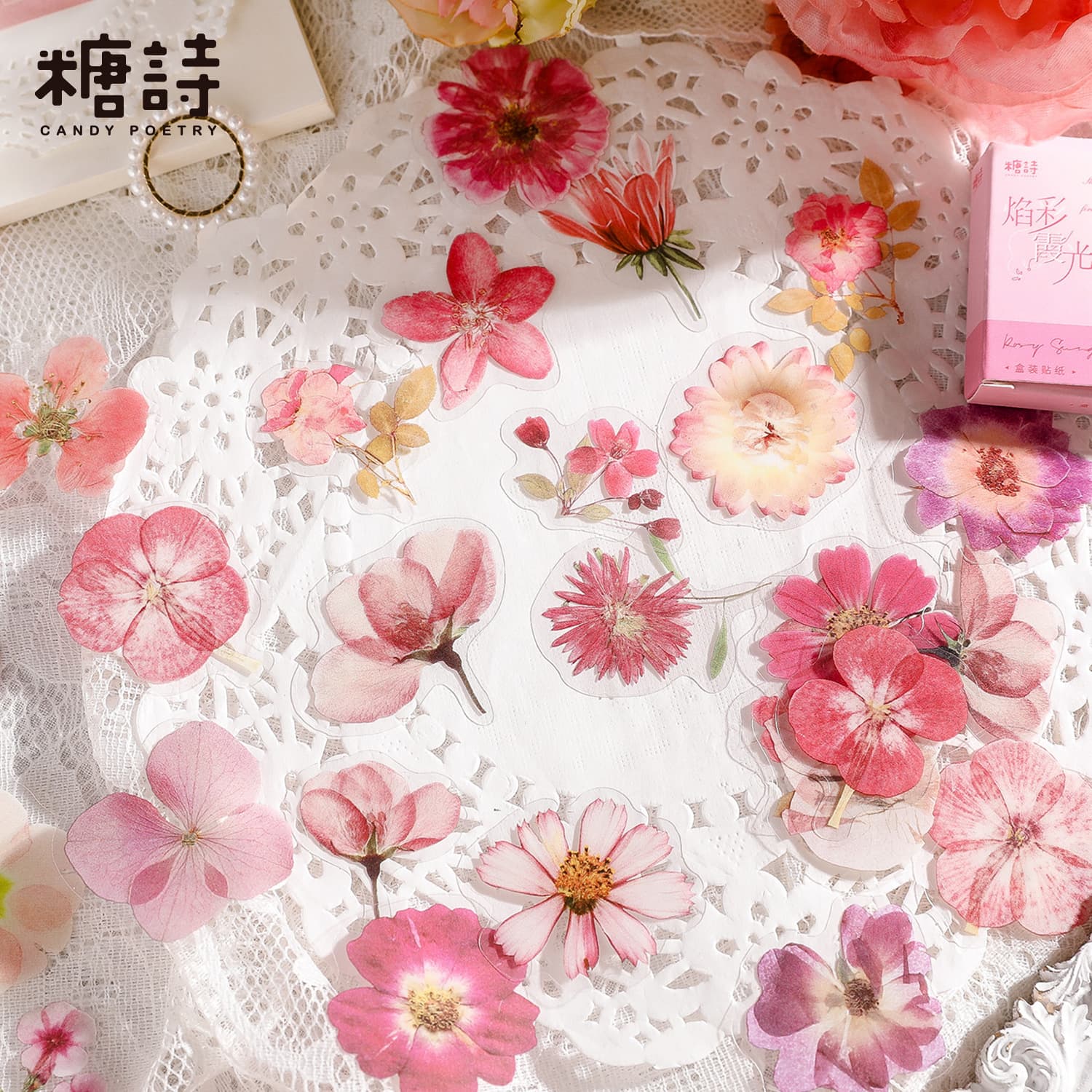 Candy Poetry Love Language Series Pet Boxed Stickers Ins Floral Planner Diy Decorative Stickers 45 Pieces 6 Styles