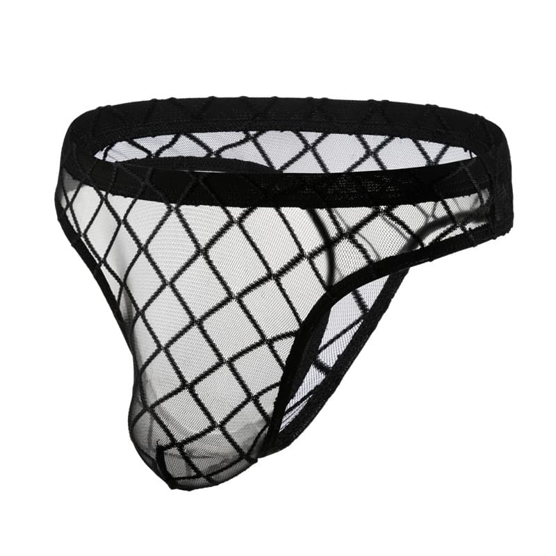 Neiyiku Men's Thong T-back Sexy Exposed Gold Diamond Mesh Low-Rise Semi-Transparent Erotic Amazon Drop Shipping