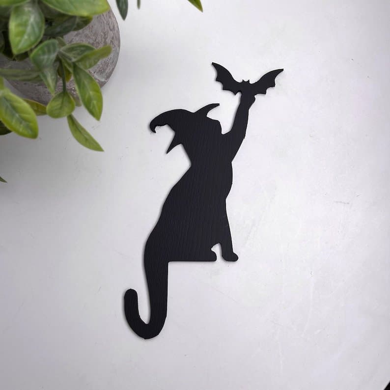 Cross-border Halloween Gothic Wooden Art Craft Witch Black Cat Bat Raven Ghost Door Corner Decoration