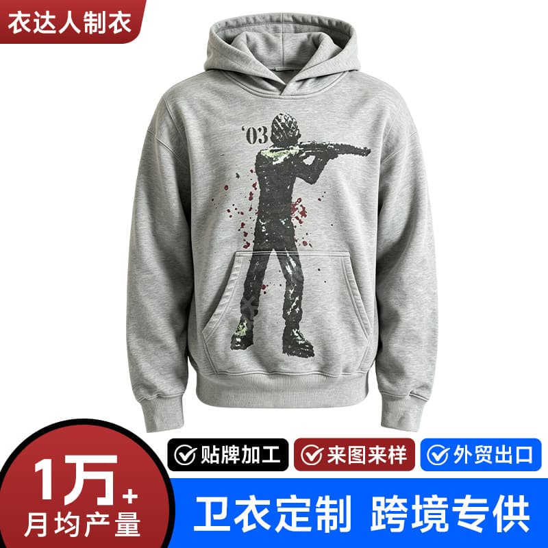 European and American retro jacket street trend y2k sweatshirt printed pattern long-sleeved pullover hoodie cross-border wholesale