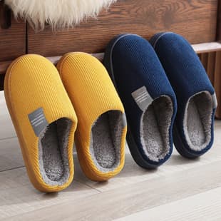 Women's Cotton Slippers Winter 2026 New Home Wear Durable Warm Couple Cute Fashion Anti-Slip Fleece Winter Slippers Men