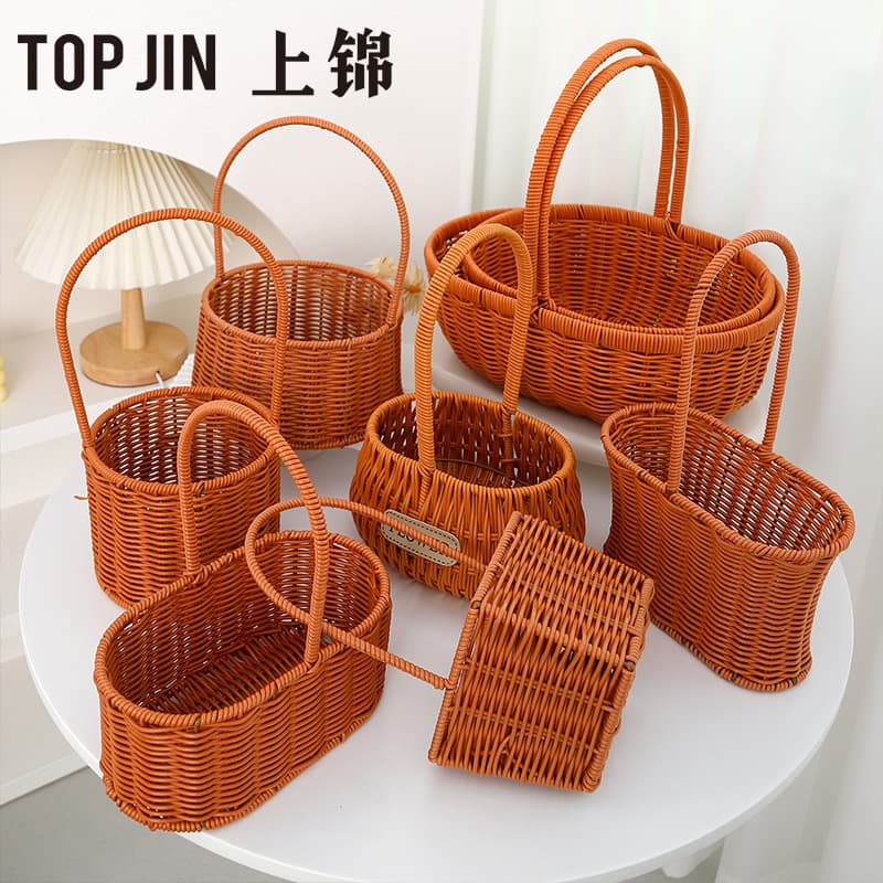Gardening imitation rattan flower basket portable basket rattan wicker flower bouquet flower arrangement basket hand-woven floral DIY