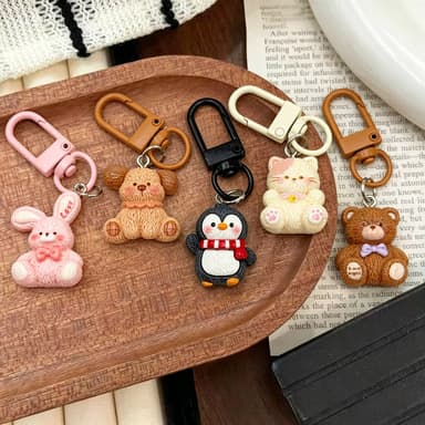 Cute cartoon bunny, bear, penguin keychain, bag pendant, car pendant, student couple, best friend small gift