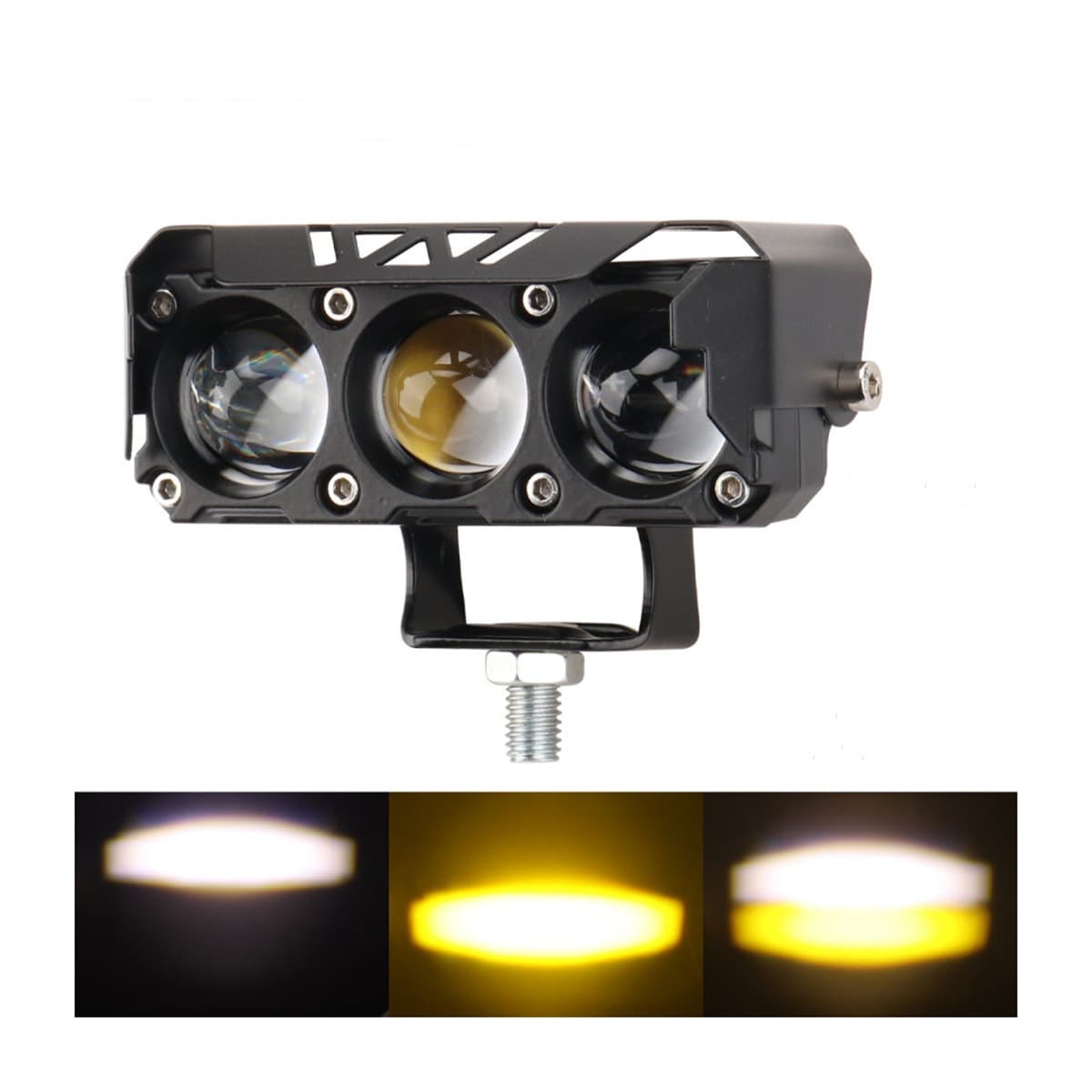 Motorcycle Spotlight Fanless External Three-Bead Waterproof Concentrated Light Yellow White LED Light Path Illumination