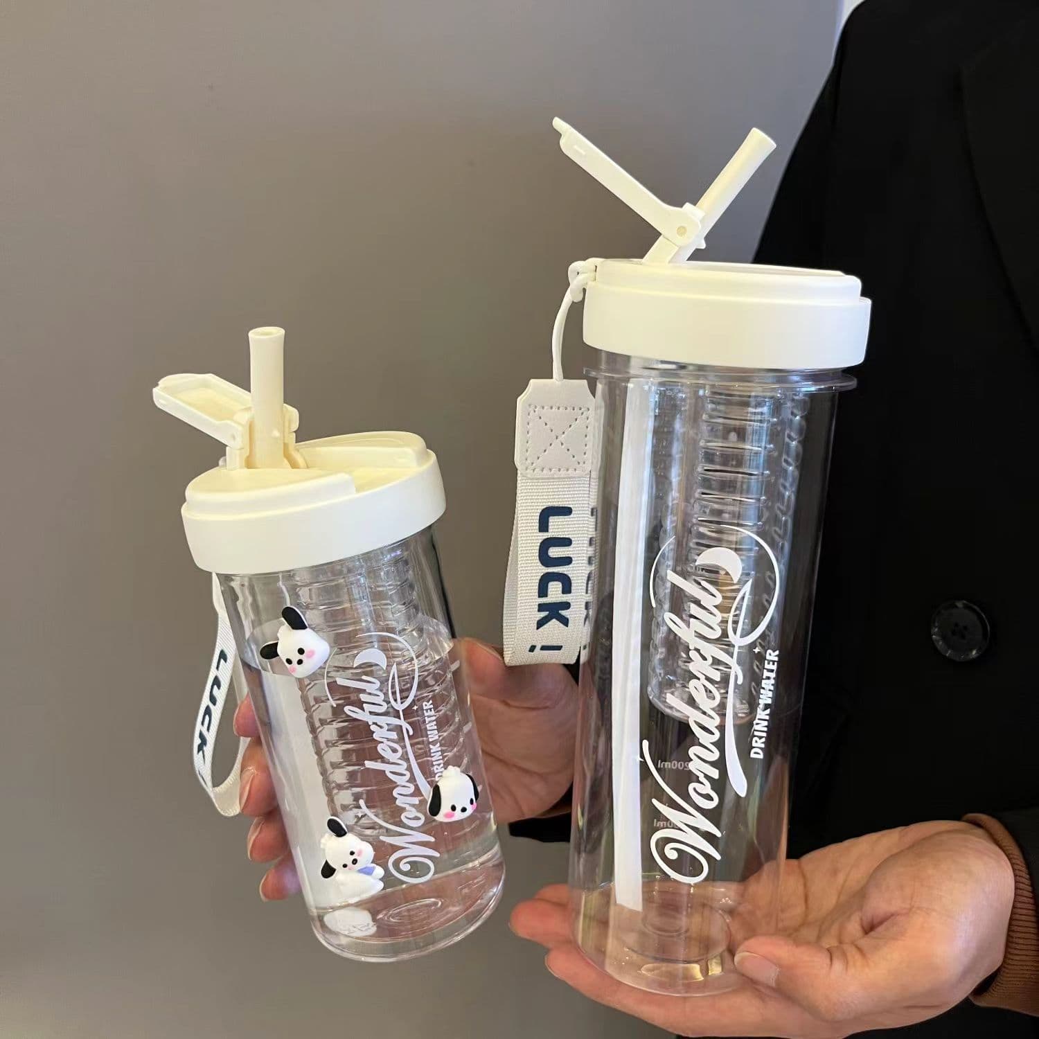 Viral portable cup, TikTok popular fruit tea cup with tea strainer, minimalist student water bottle with straw