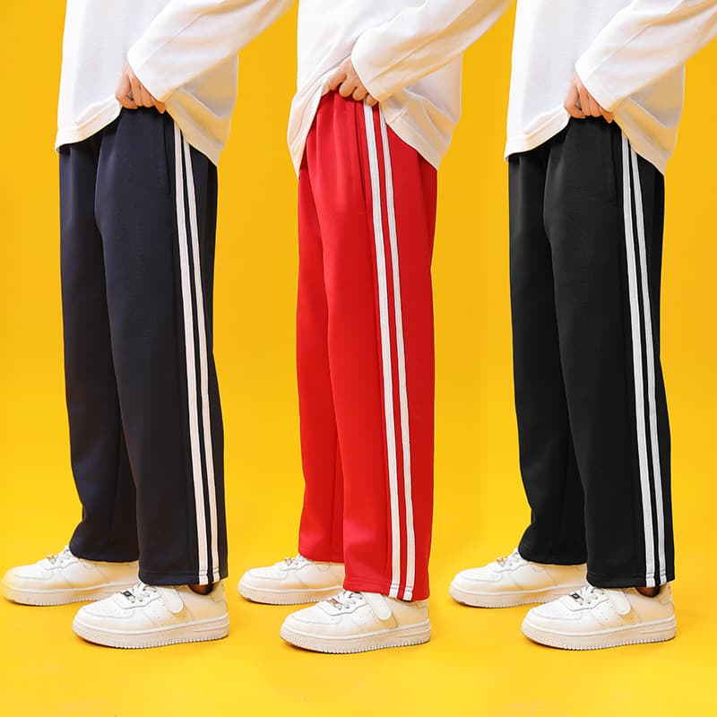 School Uniform Pants with Two Stripes Navy Blue for Primary and Secondary School Students Boys and Girls Straight Leg Long Trousers Spring Autumn