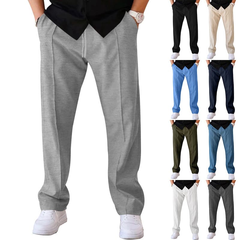 2026 New Model Export European and American Men's Sports Pants Casual Pants Men's Solid Color Versatile Stylish Straight Slim Pants