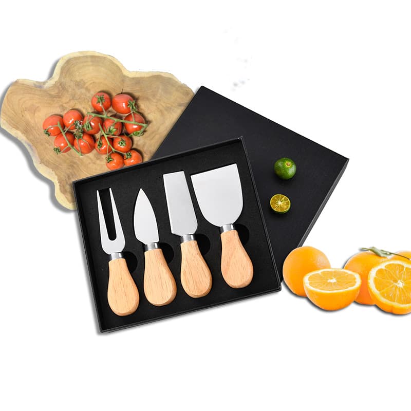Cross-border stainless steel and wooden handle cheese knife set, cheese knife set, butter knife set, kitchen knife suitable for Western cuisine.