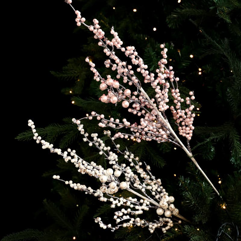 Christmas glitter sticky sequins long branches sticky powder beads Christmas tree flower arrangements fortune fruit holly fruit berry fruit packaging