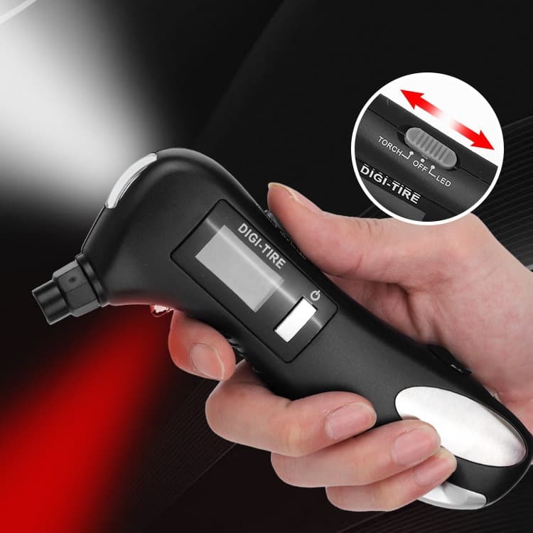 Car flashlight, window breaker, quick seatbelt cutter, multi-purpose digital tire pressure gauge, emergency car supplies