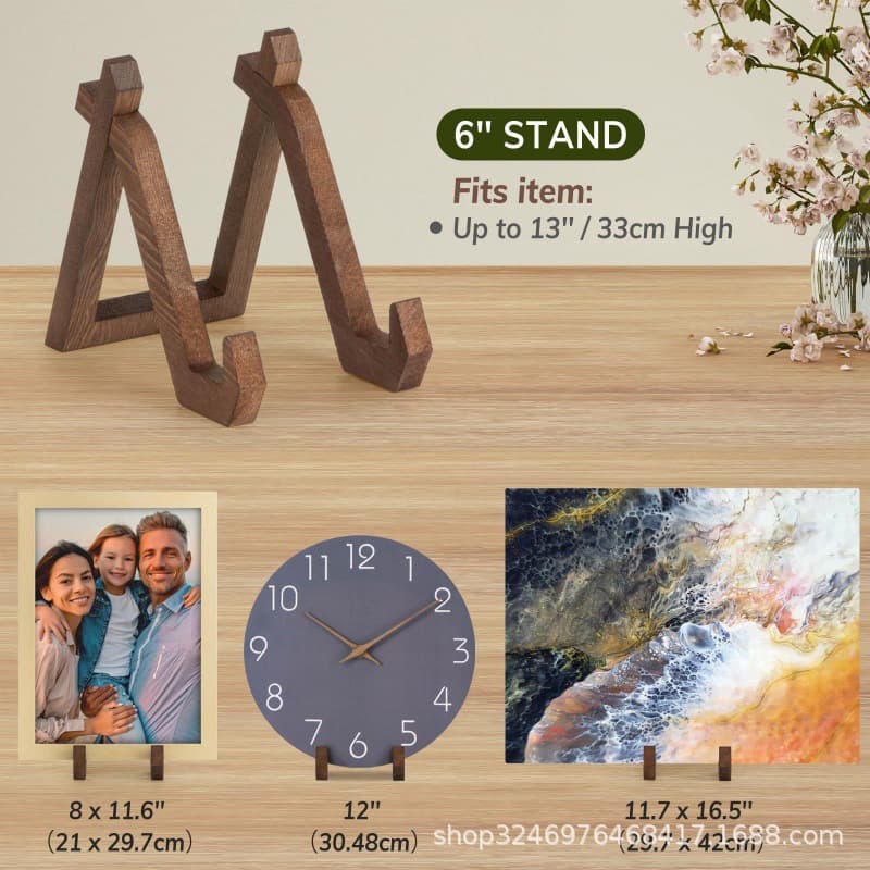 Wooden Picture Frame Stand Base Holder Antique Ornament Display Stand Rack Kitchen Counter Solid Wood Cookbook Stand