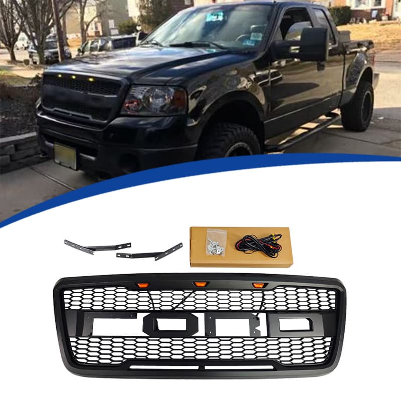ABS Replacement Grille for 2004-2008 Ford F150 Raptor Style Matte Black