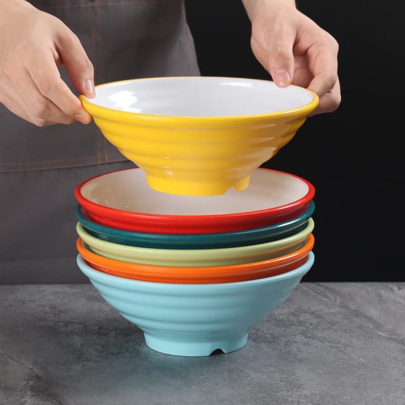 Melamine Noodle Bowl, Porcelain-Like Two-Tone Bowl for Noodle Shops, Commercial Beef Noodle Bowl, Malatang Bowl, Soup Noodle Bowl, Snail Noodle Bowl