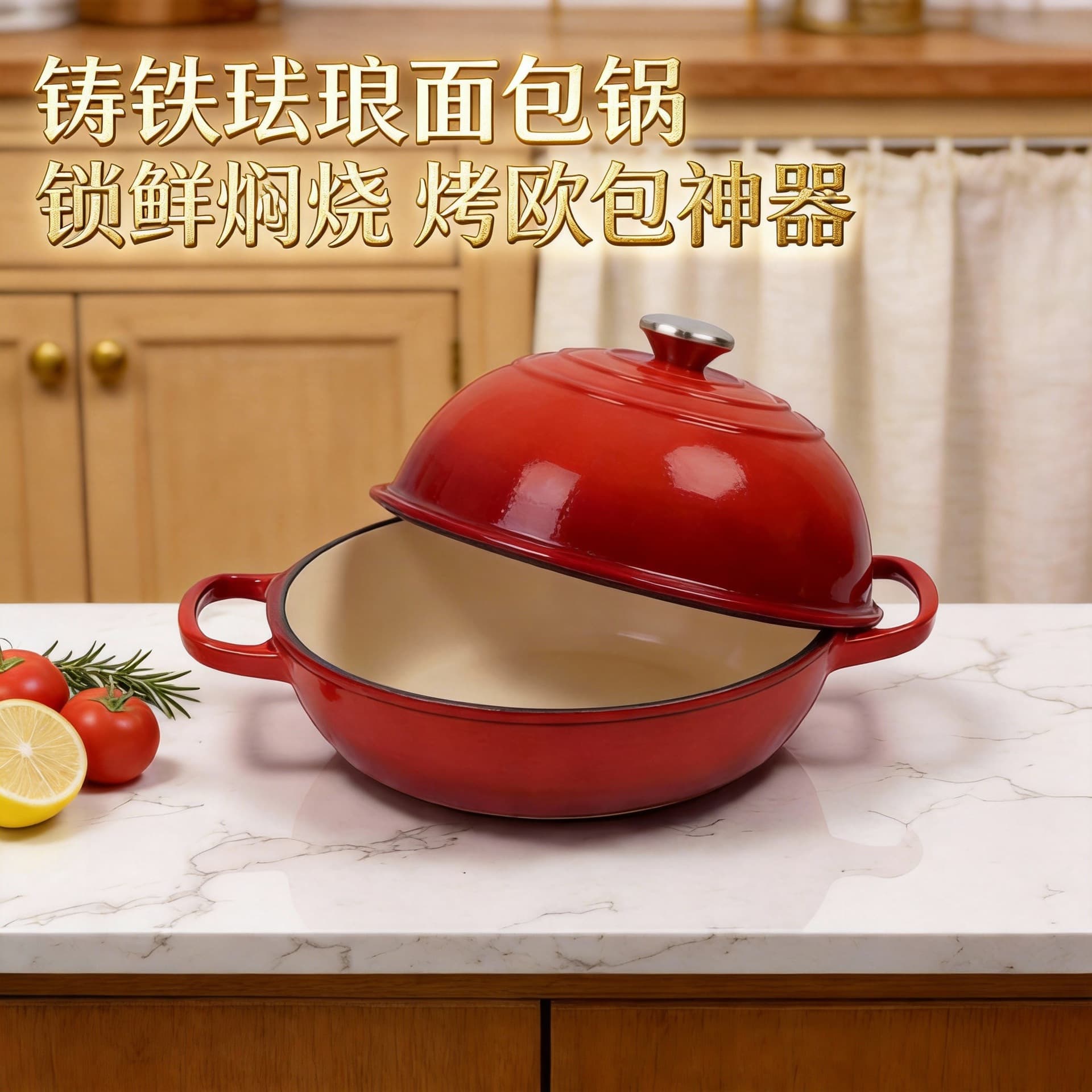 Cross-border special supply of cast iron enamel bread pan, baked European bread, cast iron pan, baking pan, household frying, roasting and stewing multi-purpose pot