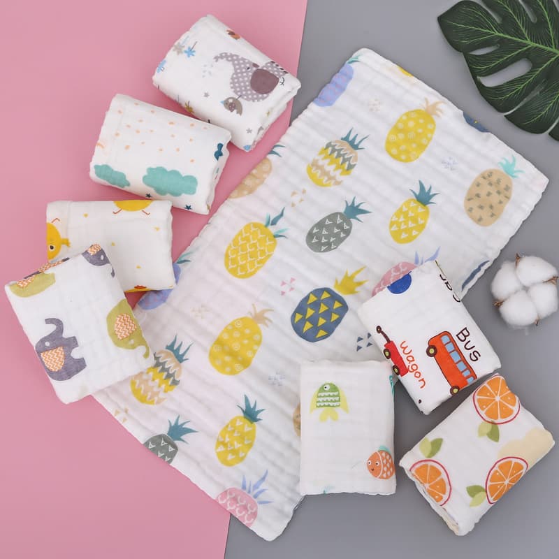 Baby Class A Cotton Bib Towel, Cotton Absorbent Towel, Newborn Essential Supplies 25*50 Towel, Small Square Towel