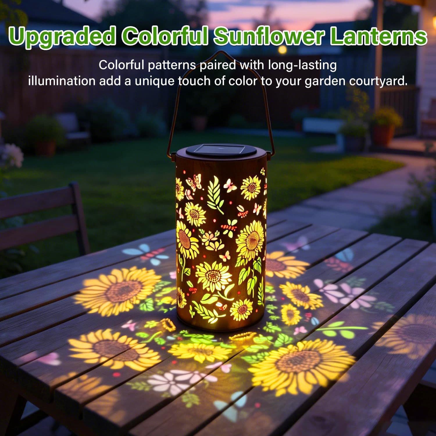 Solar Garden Light Hollow Sunflower Projection Lamp Outdoor Home Decorative LED Light Courtyard Atmosphere Hanging Light