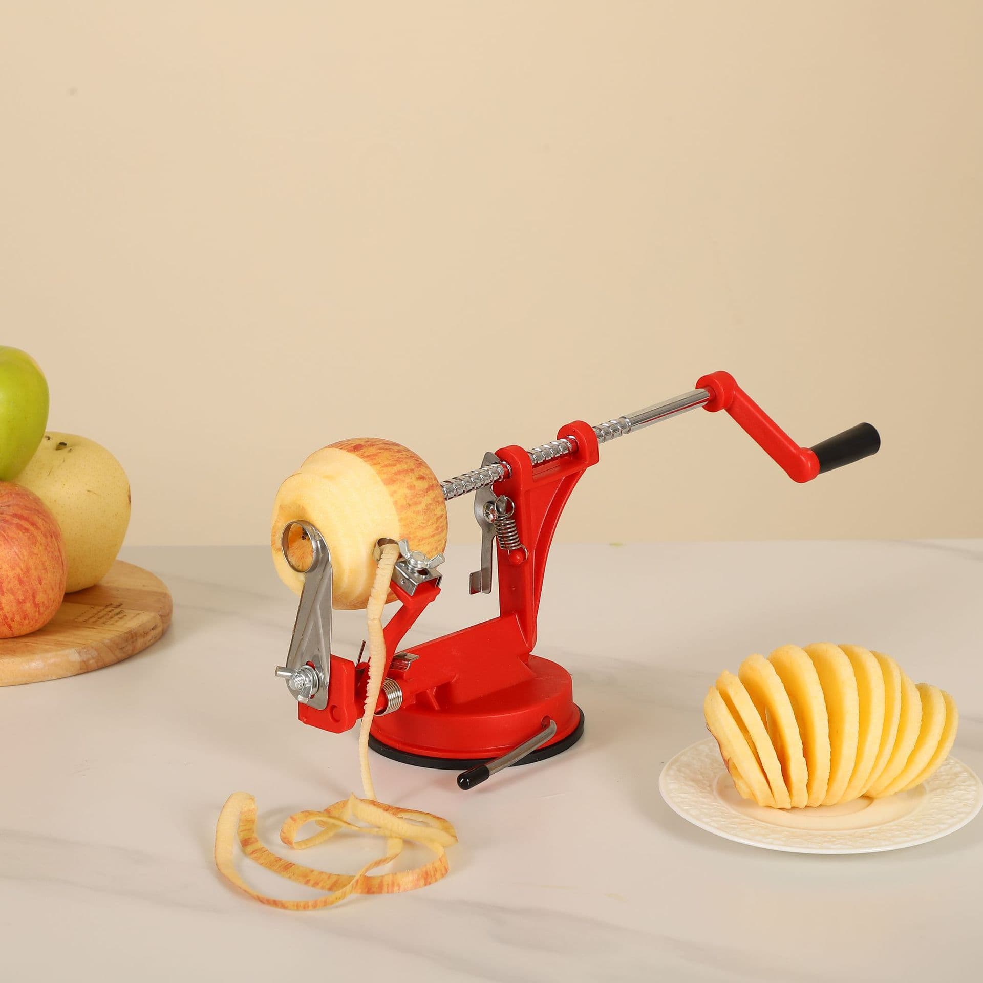 Automatic peeling, core-slicing machine, three-in-one multifunctional fruit scraping and peeling machine, household hand-cranked apple peeler