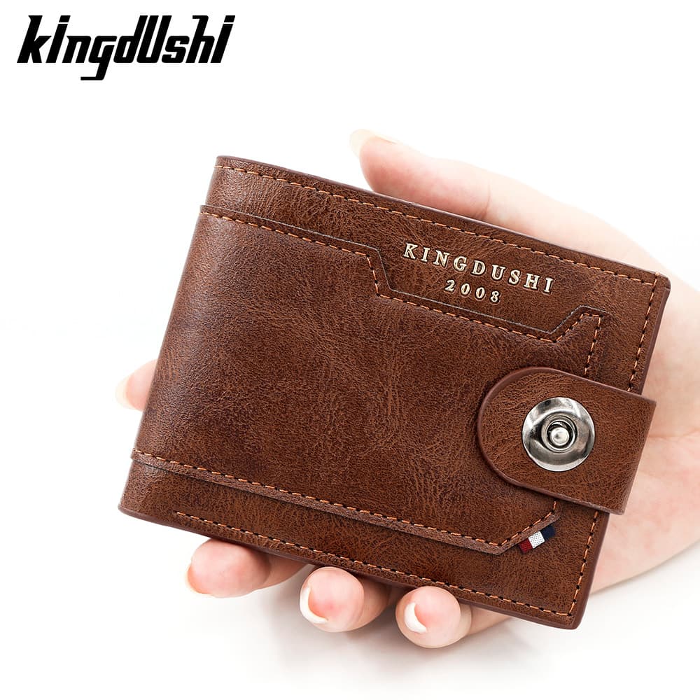 Cross-border new men's short wallet simple leather patchwork thin multi-card slot men's gold bag zipper coin bag wholesale