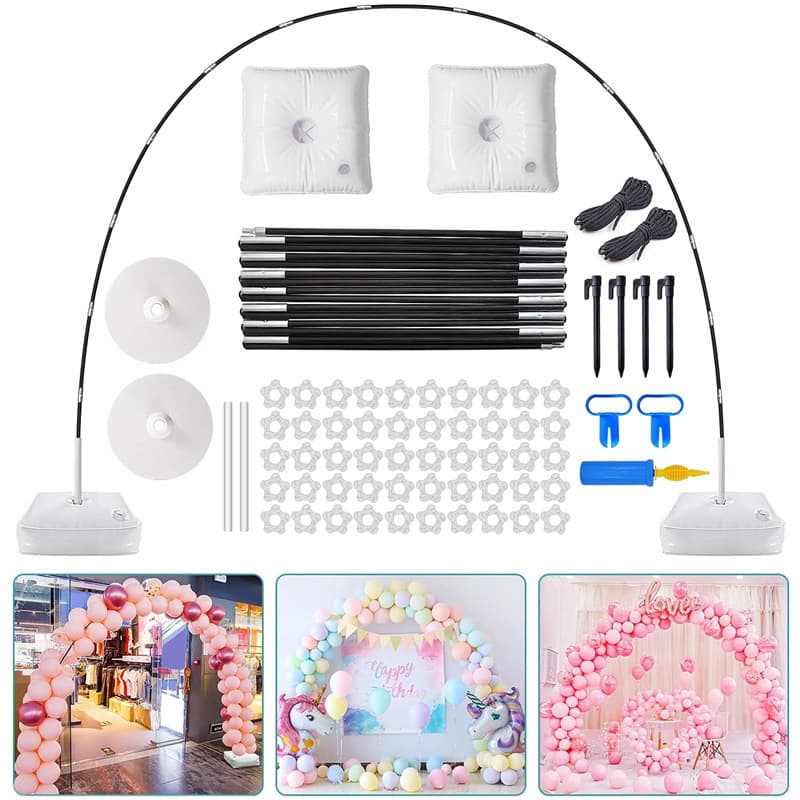 15-Section Fiber Rod Water Base Balloon Arch for Birthday Party Wedding Christmas Decoration Balloon Arch Stand