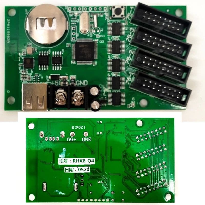 Asynchronous full-color control card RHX-Q1Q2Q4Q10, mobile WiFi, Ruihexin for storefront LED full-color screens and vehicle screens.
