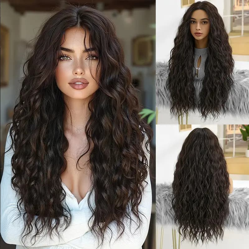 Factory Wholesale Cornrow Curly Wig African American Long Curly Hair Cornrow Middle Part Wig Curly Black Brown Rose Net