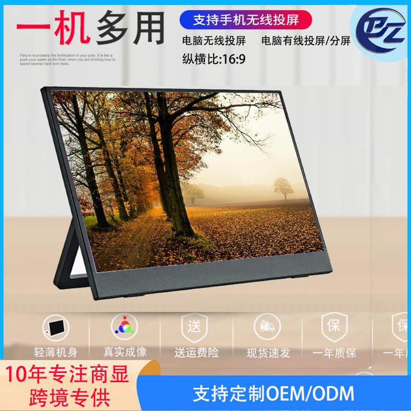 Amazon Best-Seller 15.6-inch Portable Monitor with Wireless Screen Mirroring, PC Split Screen, Compatible with Android and iOS Phones, Desktop Universal