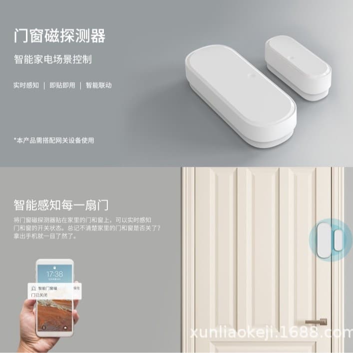 Magnetic Door/Window Sensor Sends Immediate Push Alarm for Intrusion or Reminder if Window Left Open