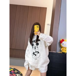 Lazy White Apricot Mickey Mouse Sleepwear for Women 2026 Summer New Brightening Shorts Loungewear Set Wearable Outdoors