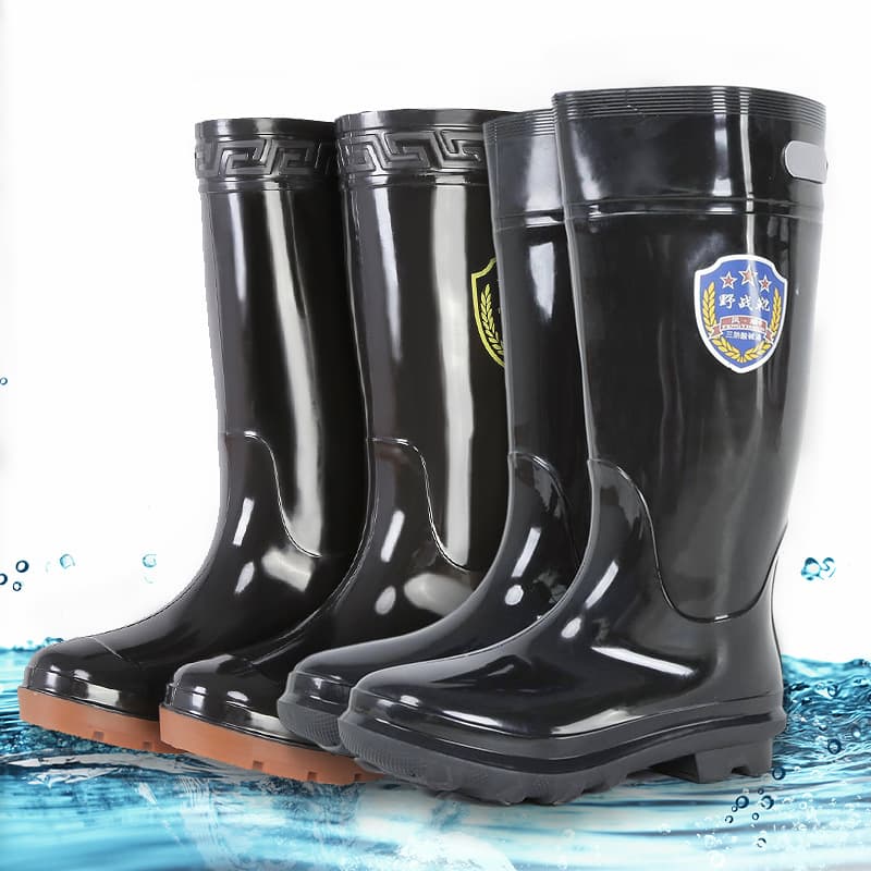 PVC Black Rain Boots Men's Mid/High-Cut Waterproof Anti-slip Non-slip Sole Rain Boots Men's Work Labor Protection Rubber Shoes Water Shoes