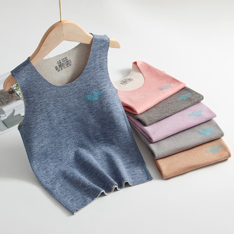 Children's Vest Boys Girls Autumn Winter Style Cashmere Silk Base Top Teenagers Small Medium Kids Warm Vest