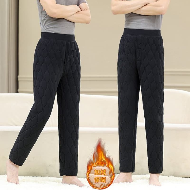 Cold-proof lamb fleece middle-aged and elderly men's clothing winter fleece and extra thickness large size sport casual pants outdoor wear warm dad outfit.
