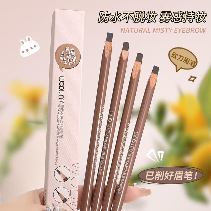 WODWOD Natural Color Cleaver-Shaped Eyebrow Pencil, Smooth Color Payoff, Misty Finish, Wild Brows, Smudge-Resistant Cleaver Eyebrow Pencil