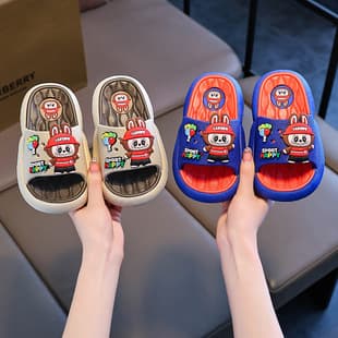 Children's Summer Slippers for Boys Labubu Cloud-like Feel Non-Slip Waterproof Soft Sole 4-12 Years Indoor Home Slippers