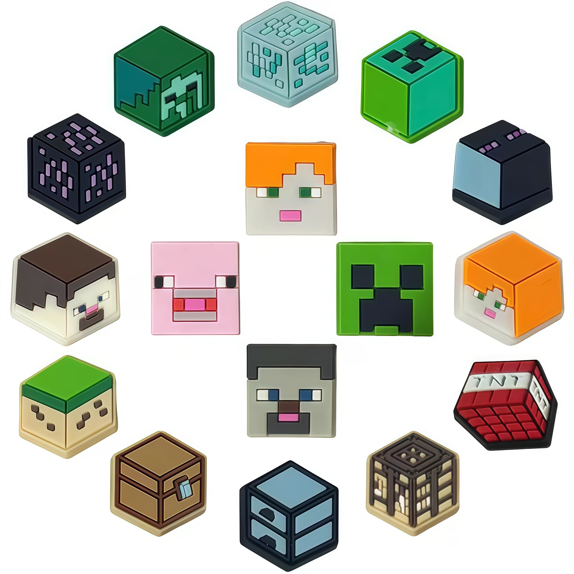New Minecraft Game Cartoon Croc Charms 3D Shoe Decorations DIY Removable PVC Buckle
