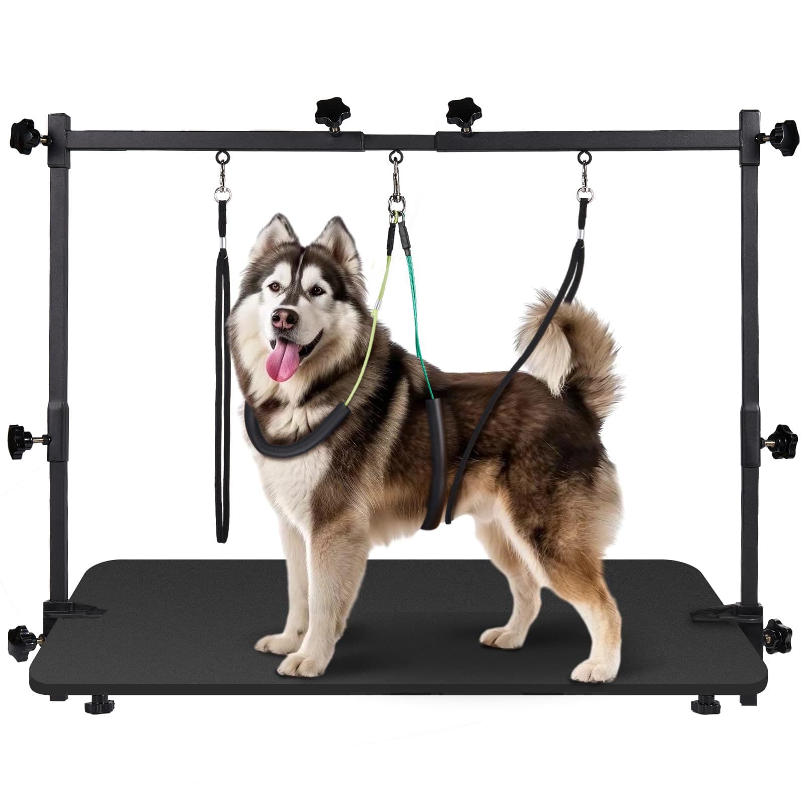 Dog Grooming Station Arm - Height 35", Width 32"-47" Adjustable with Clamps and Non-Sitting Hooves