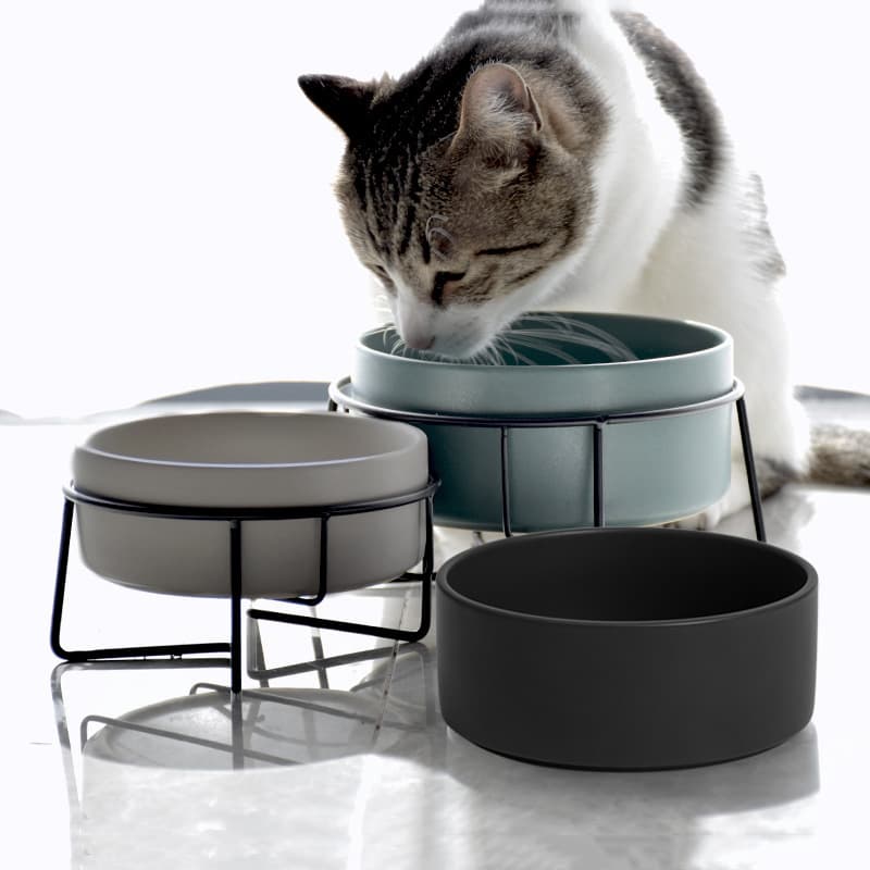 Ceramic Cat Bowl, Pet Food Bowl, Dog Bowl, Water Bowl, Grain Bowl, Neck Protection, Ceramic Black Pet Bowl, Cat Bowl