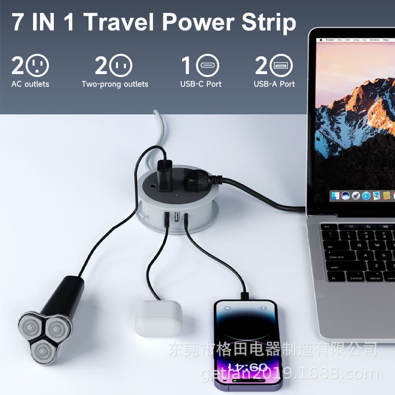 US Standard Coiled Power Strip for Export to USA, Canada, Mexico with FCC Compliance