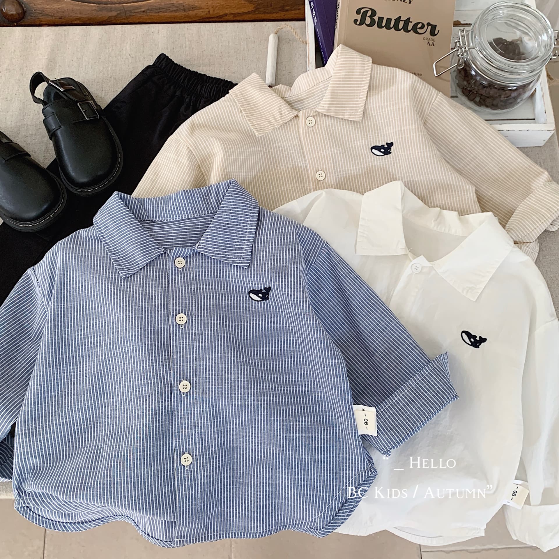 Children's Shirt Bangcheng 2025 Autumn New Product Boys' Small Fish Embroidery Small/Medium Kids Cardigan Long Sleeve Shirt G0326