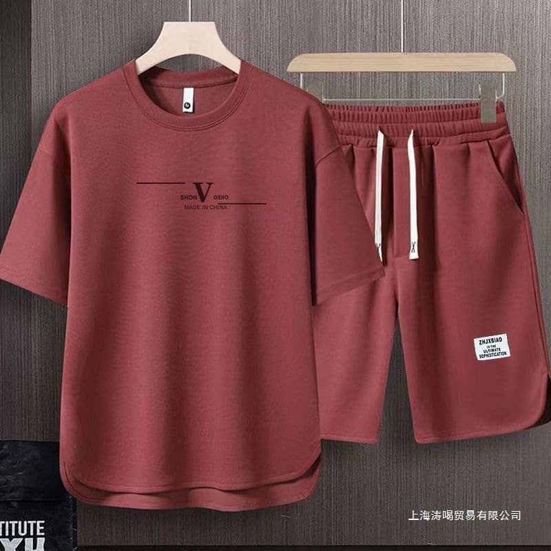 Summer Men's 2026 Casual New Set Short Sleeve Loose Fit Shorts Set One Piece Handsome Complete Set In Stock