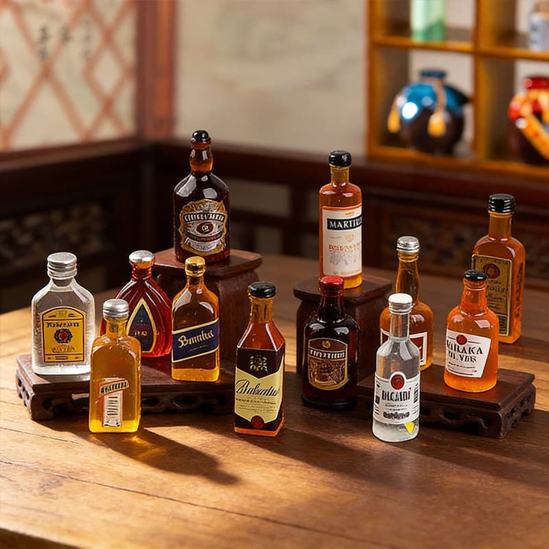 Resin mini supermarket small bottle simulated foreign wine bottle DIY cream glue mobile phone case homemade creative earrings wholesale