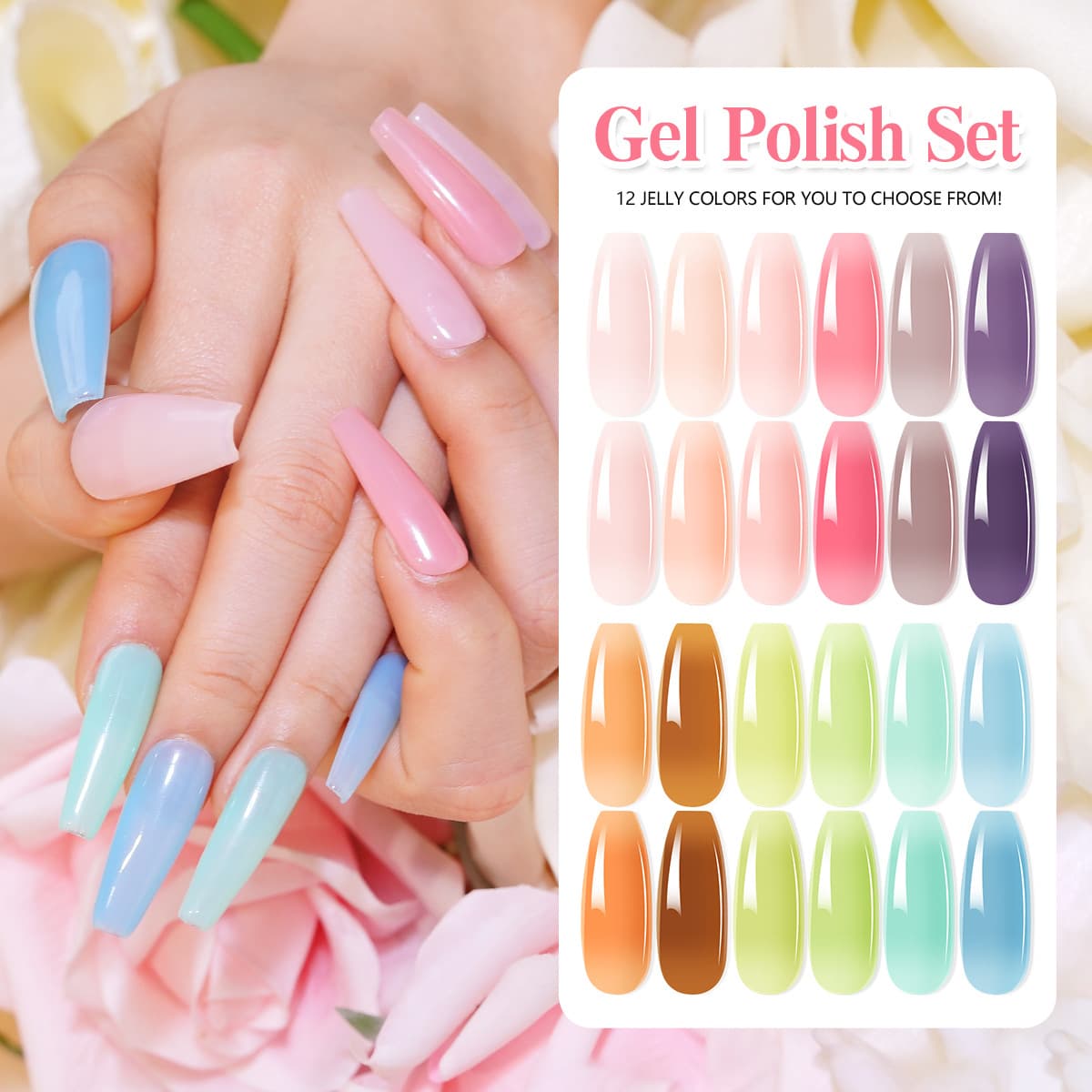 Nude Ice-Transparent Gel Polish, Nail Art Kit Translucent White, Beige Gel Color, Cross-Border Exclusive